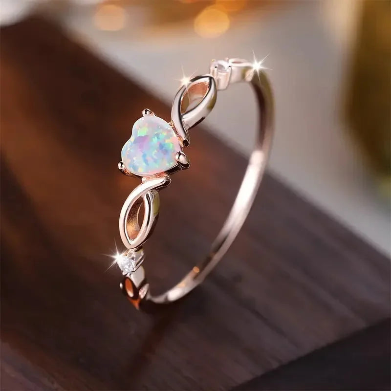 New Fashion Love Zircon Ring with Simple and Colorful Style Elegant Retro Women's Wedding Festival Party Accessories and Gifts