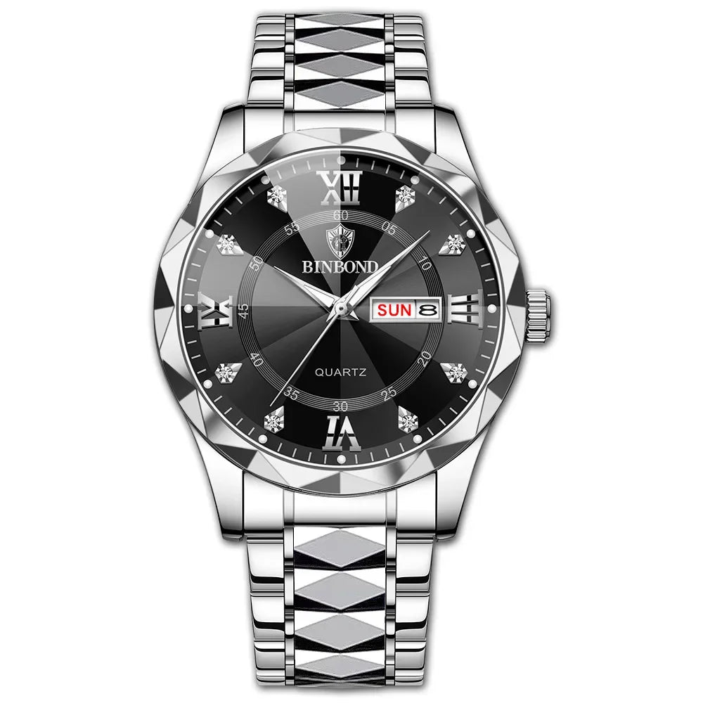 BINBOND B2521 Fashion Casual Business Quartz Men Watches 30M Waterproof Week Date Clock Sport Mens Wristwatch Relogio Masculino
