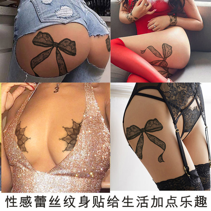 Lace Bowknot Tattoos Waterproof Temporary Tattoo for Woman Sexy Fake Tattoo Stickers Lasting Arm Tattoo Art Tatuajes Temporales