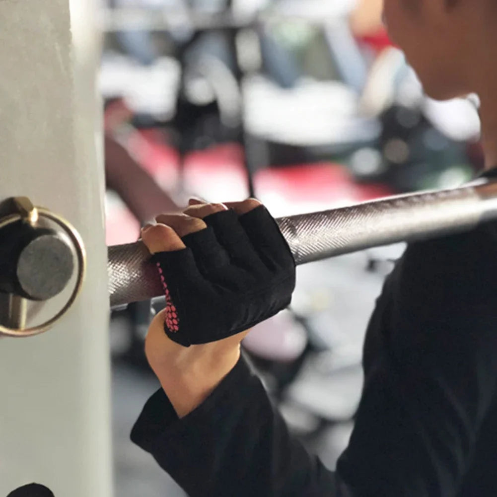 1pair Gym Half Finger Gloves Men Women Anti-Slip Silicone Workout Glove Pull Up Power Weight Lifting Grips Hand Plam Protector