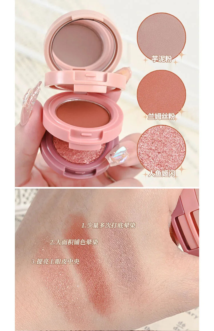 3-in-1 Makeup Palette Matte Pearlescent Eyeshadow Blush Highlighter Contouring Three-layer All-in-one Palette Brightening Skin