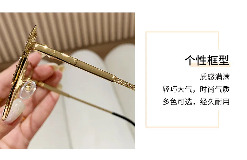 Fashion Cat Eye Glasses Ultra-light Glasses Frame Retro Photochromic Eyeglasses Anti-blue Light Eyewear Metal Color-changing