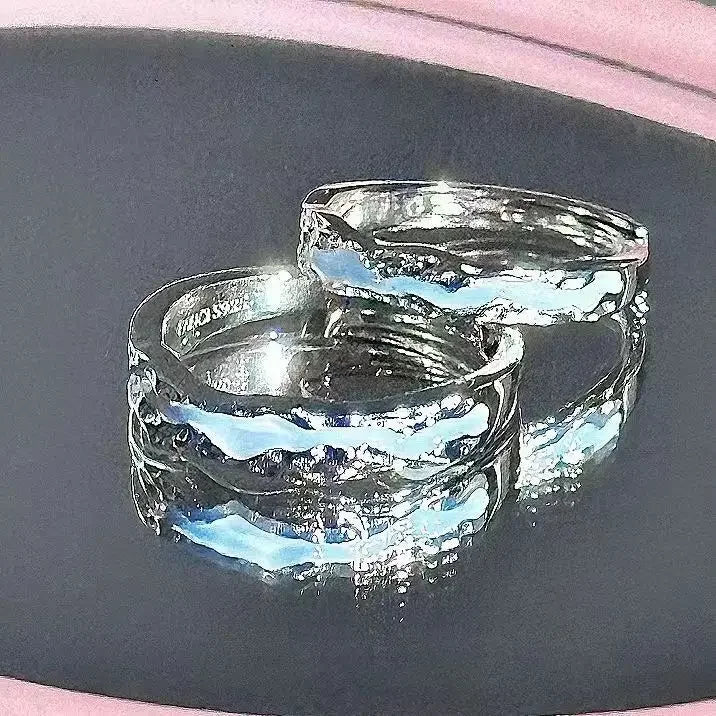 Mint Green Matching Couple Friendship Lover Open Adjustable Rings Set Minimalist Engagement Wedding Rings Lovers Kit