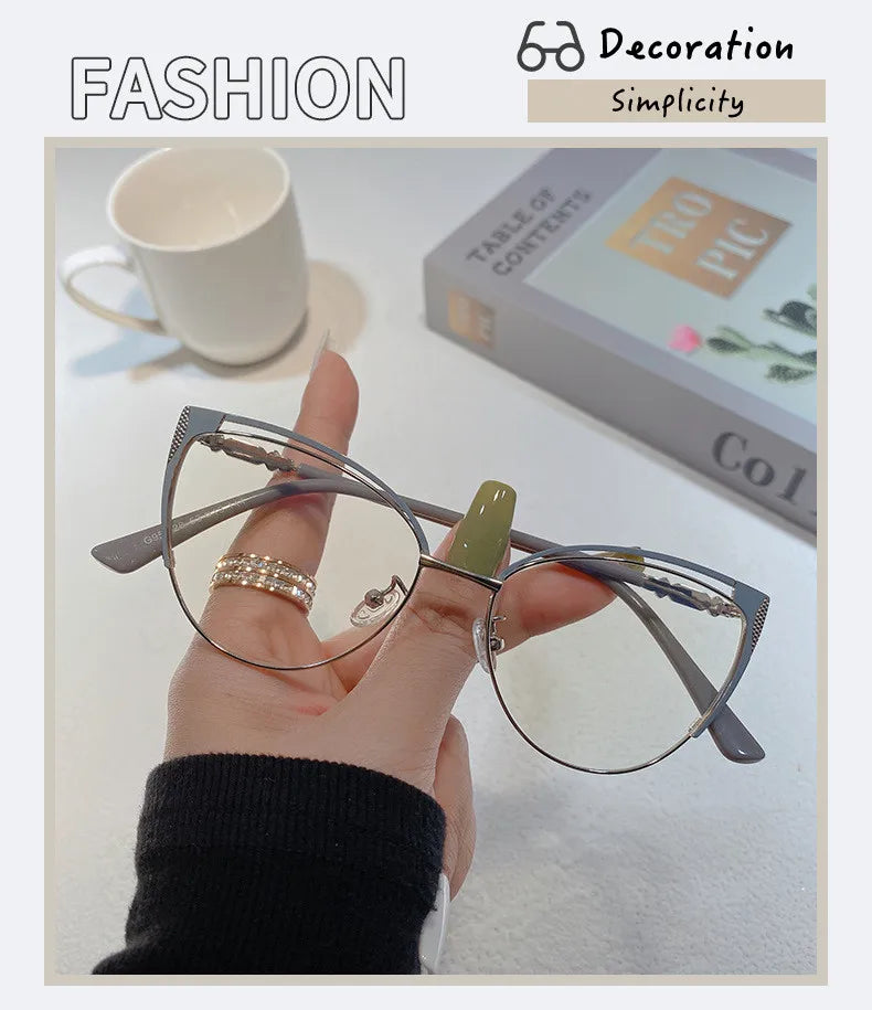 Brand Design Retro Lady Cat Eye Glasses Frame Anti Blue Light Computer Goggles Women Fashion Eyewear Gafas Mujer Anti Luz Azul
