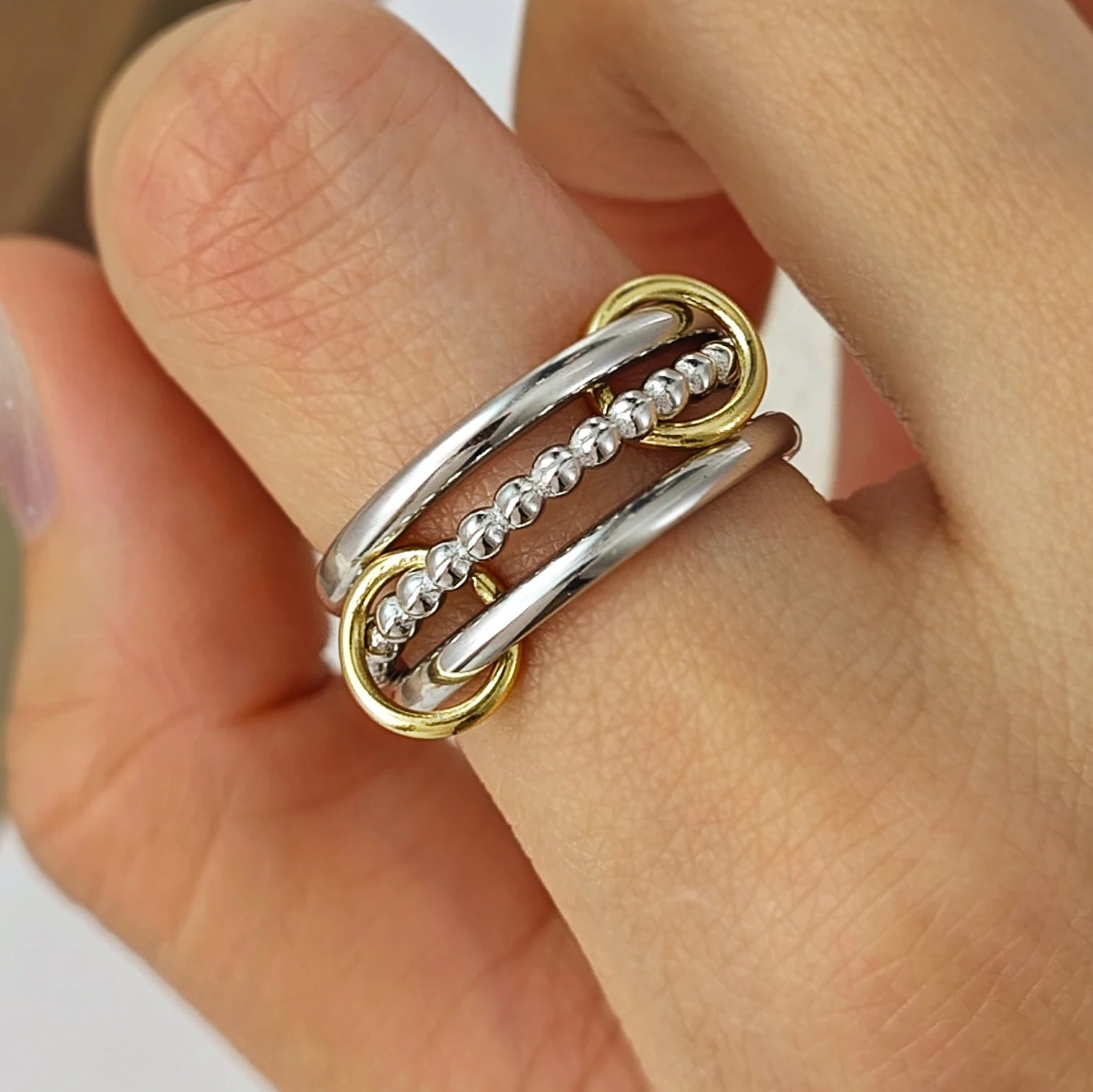 Round Bead Stacking Rings For Women Minimalist INS New Gold Color Stainless Steel Spinelli Ring Men Party Fashion Jewelry Gifts