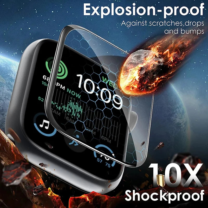 Soft Glass For Apple Watch Screen Protector 49 mm 45 41 44 40 42 38 9D HD Full Film iWatch Series 9 8 7 6 SE 5 4 3 2 Accessories