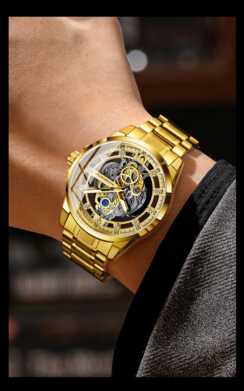 UTHAI Authentic Men Quartz Watch Business Luxury Trendy Waterproof Quality High Steel  Watch Male Fashion Clock Wristwatches
