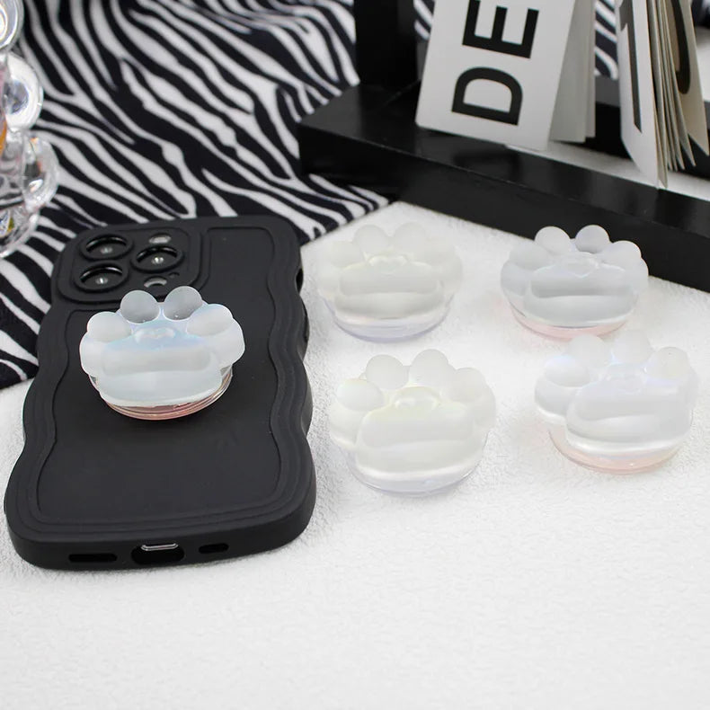 Foldable Phone Stand ABS Cute Cat Paw Love Heart Finger Ring Holder Matte Translucent Sticky Bracket for iPhone Samsung Huawei