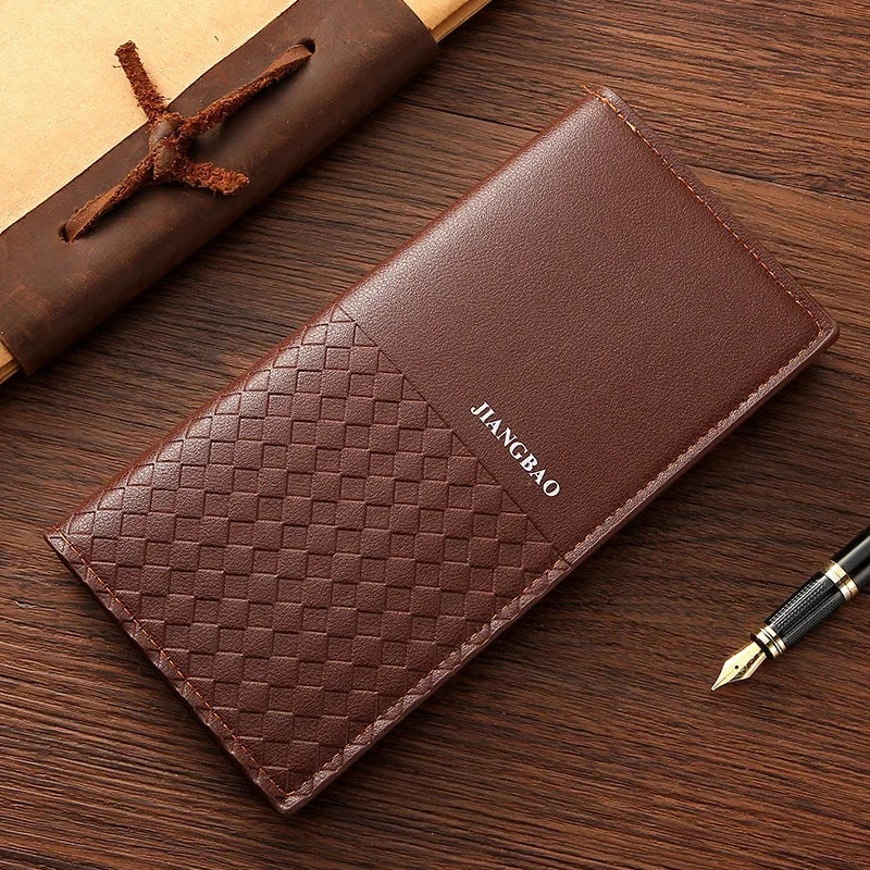 High-quality  Long Wallets for Men Brown Leather Rfid Blocking Bifold Slim Wallet Man Cash Envelope Zipper Coin Pouch  도매