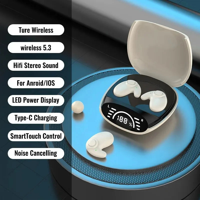Invisible Bluetooth 5.3 Headphones Wireless Sleep Earphones HiFi Stero Noise Reduction Earbuds Sports Headsets for Xiaomi iPhone