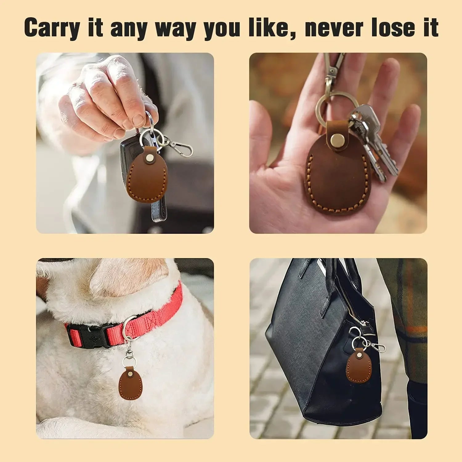 For Airtags Protective Case Retro High Quality PU Leather Keychain For Apple Anti-lost Tracker Locator Device Accessories