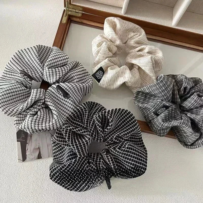 Vintage Fashion Women New Plaid Elastic Hair Bands Elegant Designers Girl Hair Tie Ponytail Hair Accessories