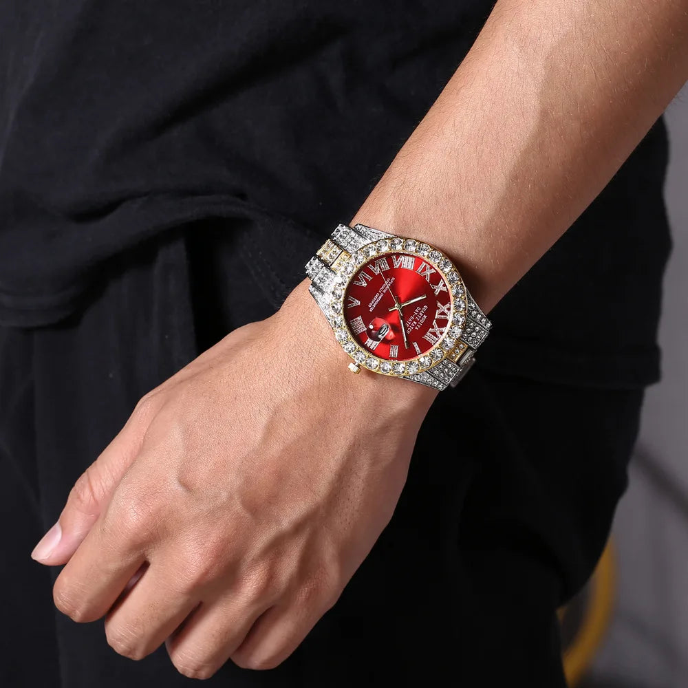 Hip Hop Diamond Bling Watch Men Gold Color Men’s Quartz Watches Luxury Male Clock Relogio Masculino Dropshipping Gifts
