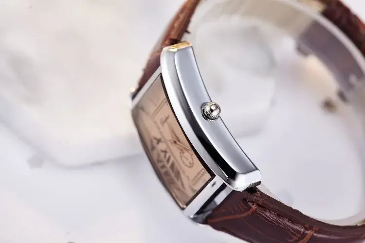 Couple Quartz Watch Luxury Rectangle Dial Women Men Leather Band Watches Luxury Gift Casual Wristwatch Relojes Para Mujer