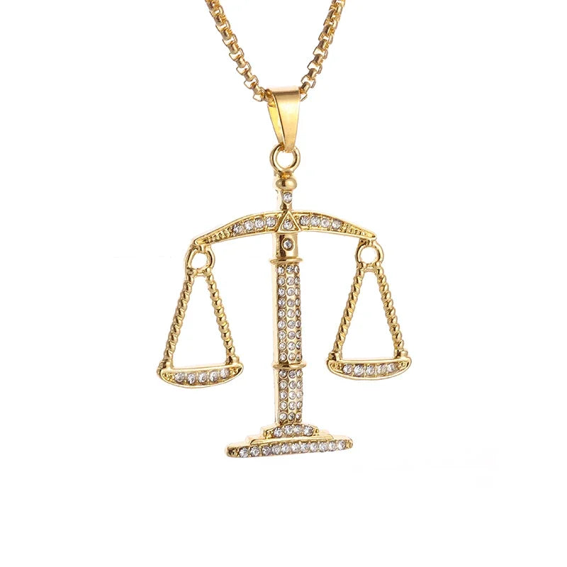 Classic Fashion Necklace Men and Women Hip Hop Punk Letter Micro Inlaid Sliding Pendant Long Necklace