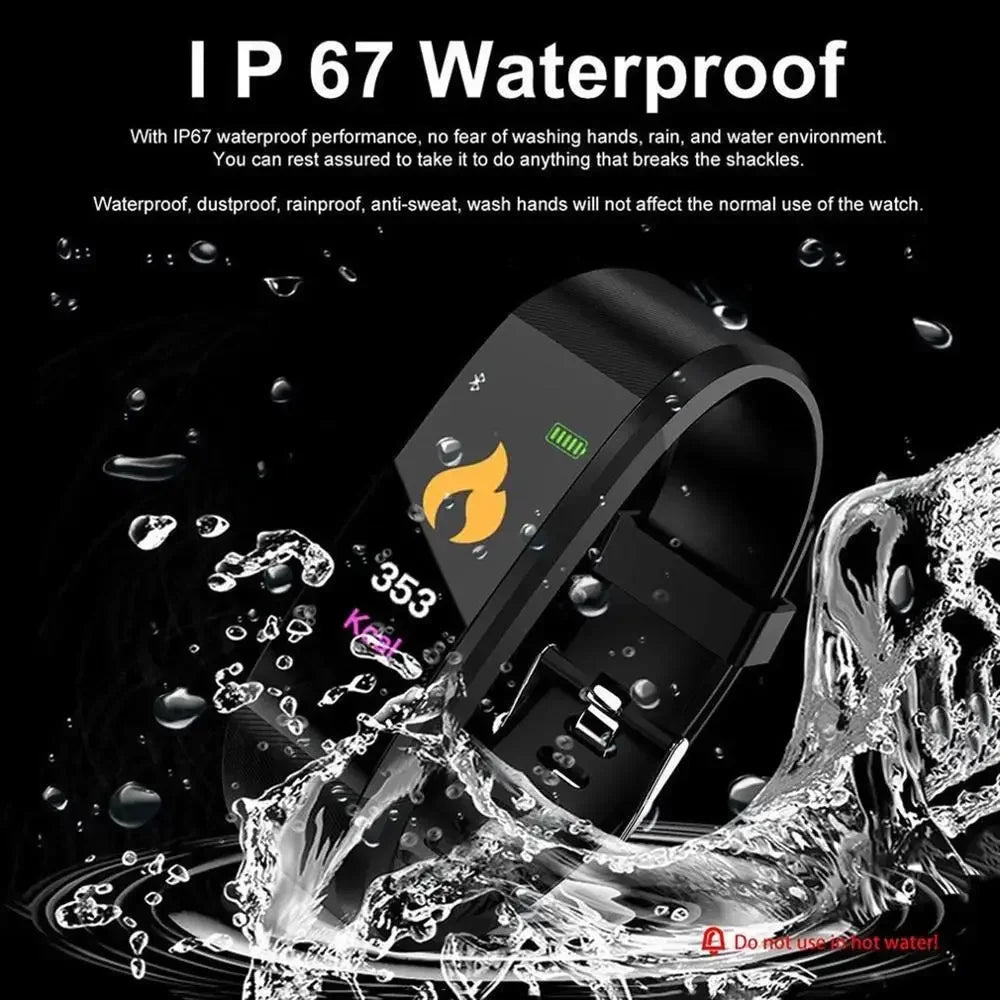Smart Watch 115Plus Bracelet Heart Rate Blood Pressure Band Fitness Tracker Smartwatch Bluetooth Wristband