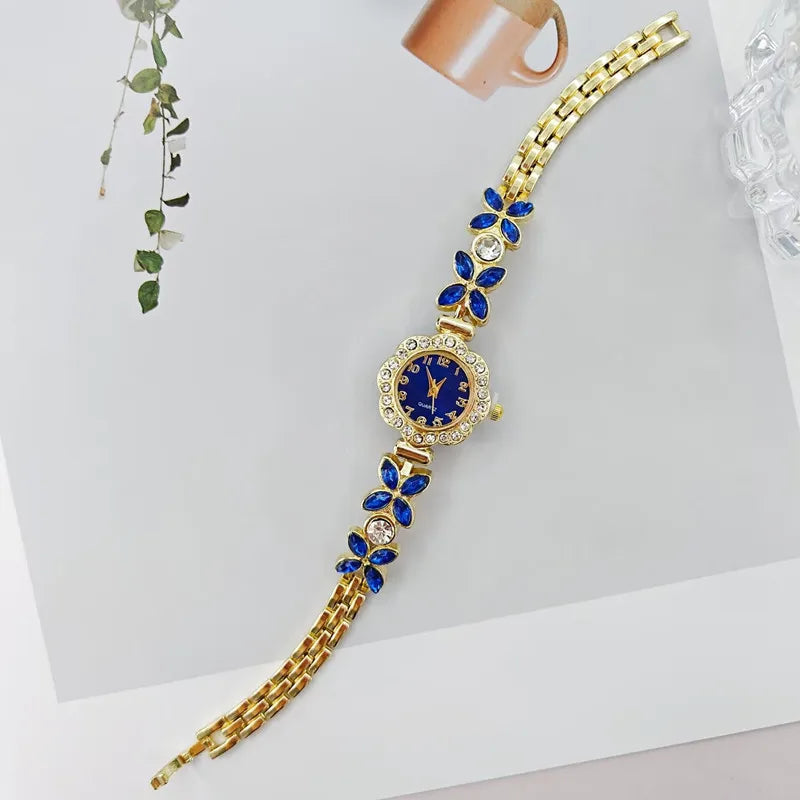 New Women Watch Wheat Ear Diamond Strap Quartz Watch Violet Petal Female Student Bracelet Wristwatch Relojes Para Mujer