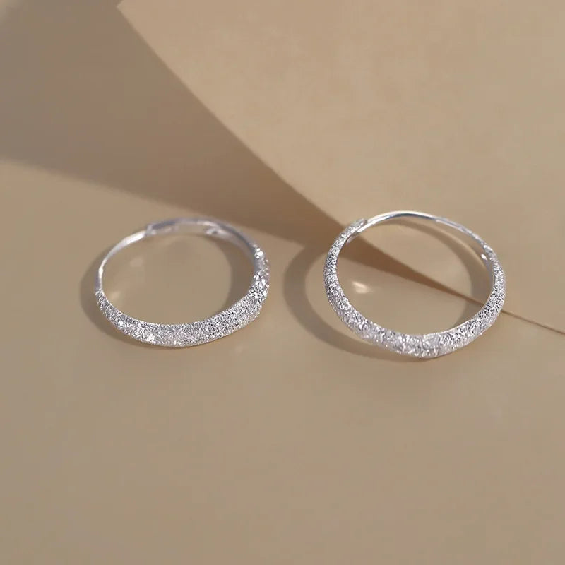 925 Silver Plated Shiny Circle Charm Hoop Earring For Women Party Wedding  Jewelry