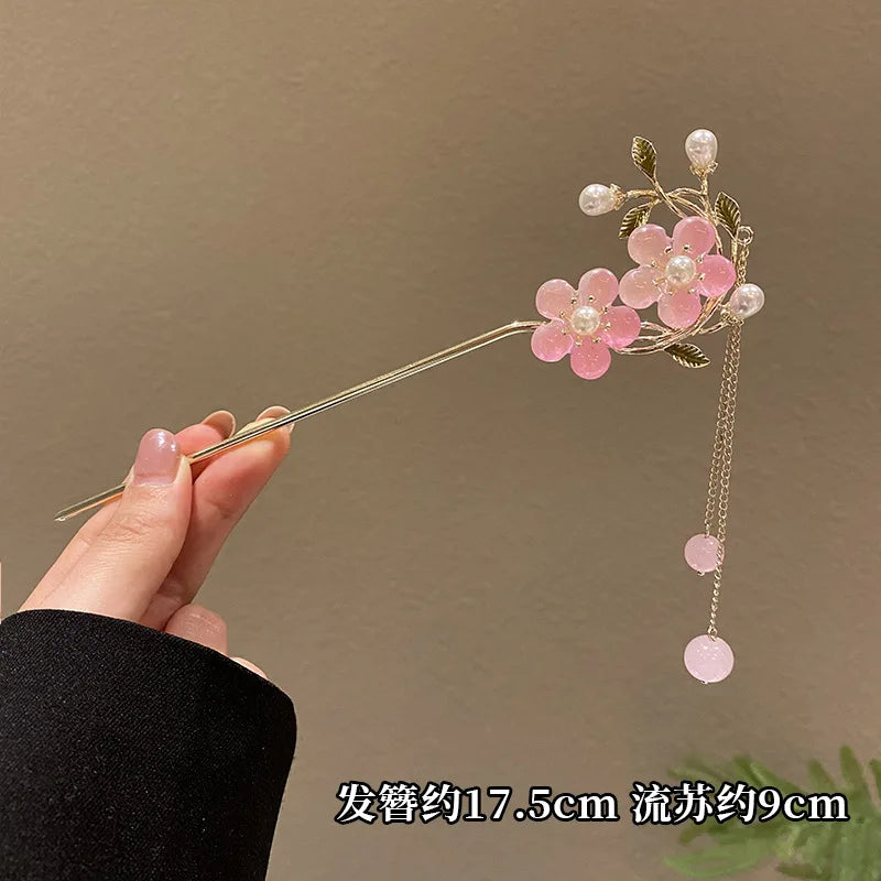 Classic Chinese Hair Stick Pins for Women Butterfly Flower Star Fresh Handmade Hairpins Charm Jewelry Accessories Hair Ornaments