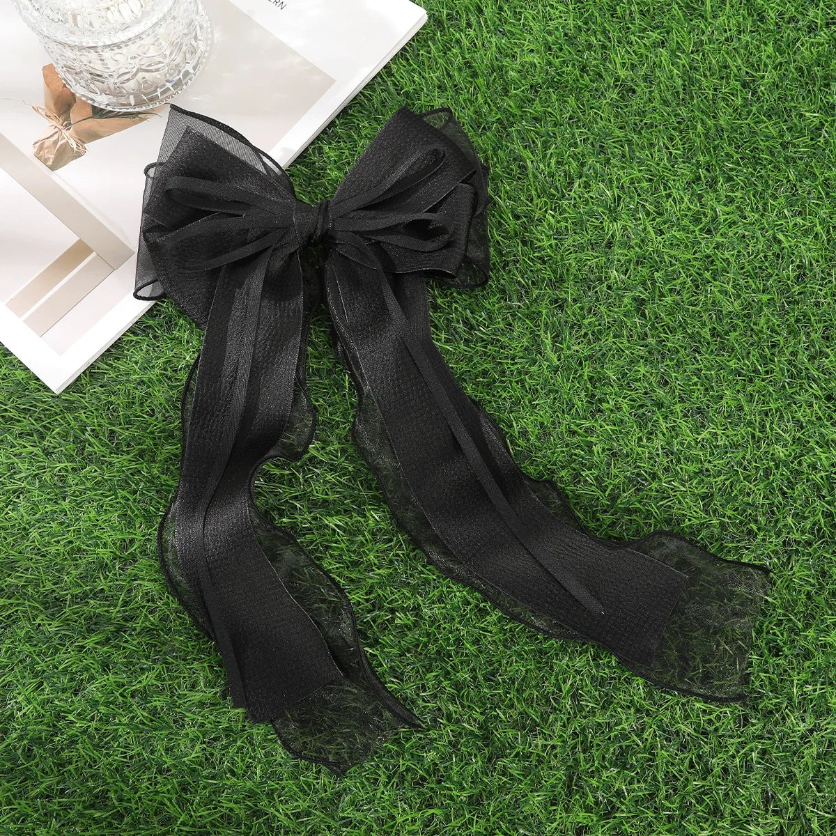 Chiffon Bow Hair Clips Girls Sweet Blue Shining Satin Bowknot Hair Clips Ribbon Bow Barrette Hairpin Grip Ponytail Clip 머리핀