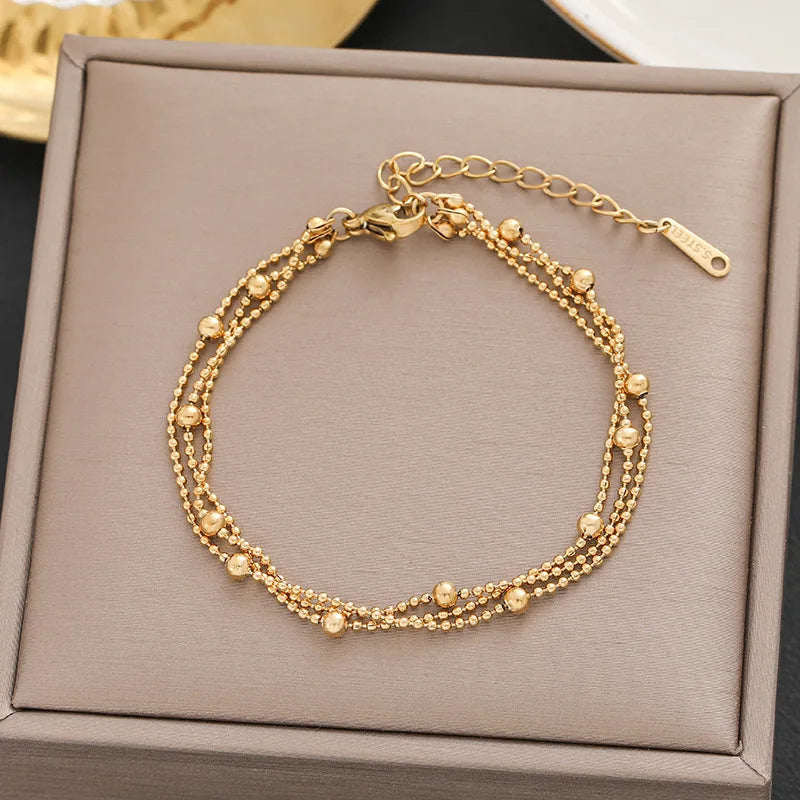 316 Stainless Steel Butterfly Heart Belt Twist Multilayer Chain Bracelet For Women Jewelry Party Gifts Bijoux Pulsera
