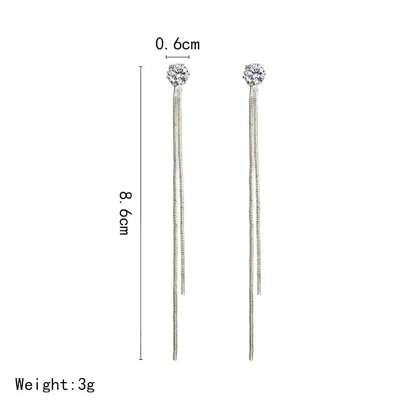 Fashion Crystal Long Tassel Dangle Earrings for Women Elegant Temperament Drop Earing Trend Jewelry Gift Multiple wearing method