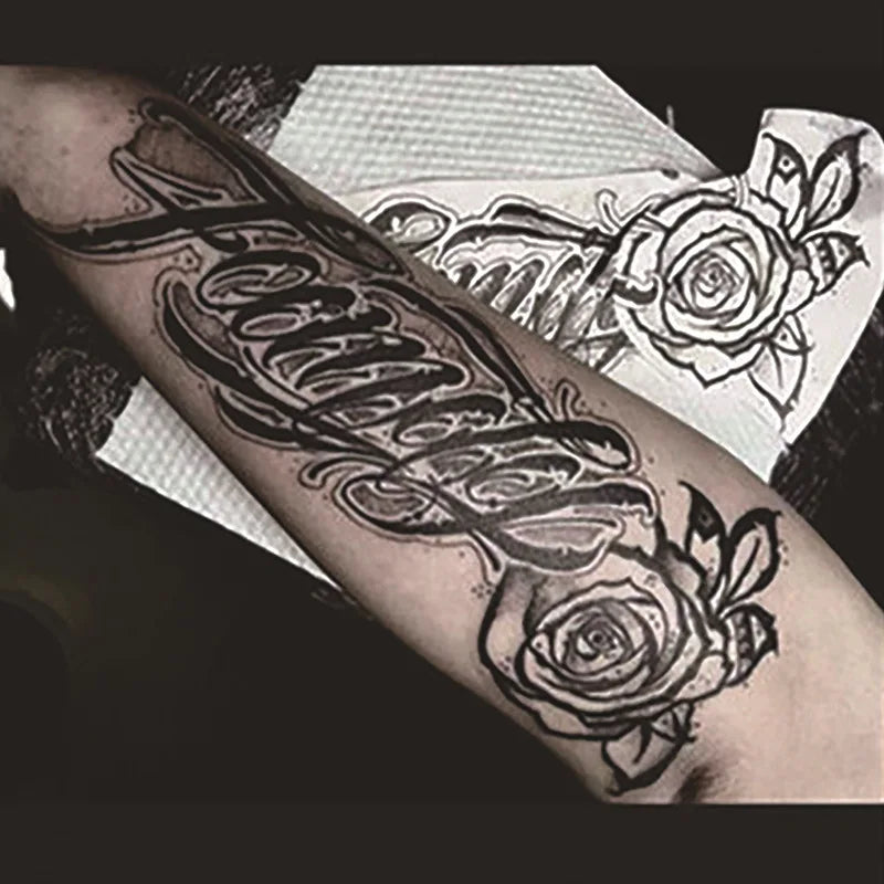Long Lasting Temporary Tattoo Stickers Men Arm Sleeve Body Painting Juice Ink Fake Tattoo For Male Adult Semi Permanent Tattoos