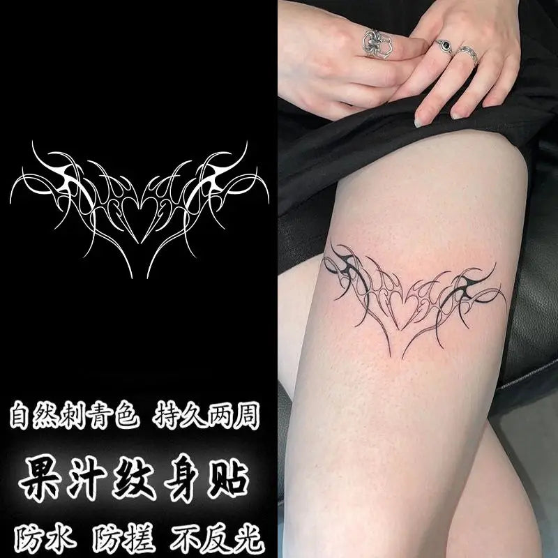 Herbal Juice Heart Tattoo Stickers for Women Arm Thigh Temporary Tattoos Waterproof Fake Tattoo Lasting Sexy Tattoo Stickers