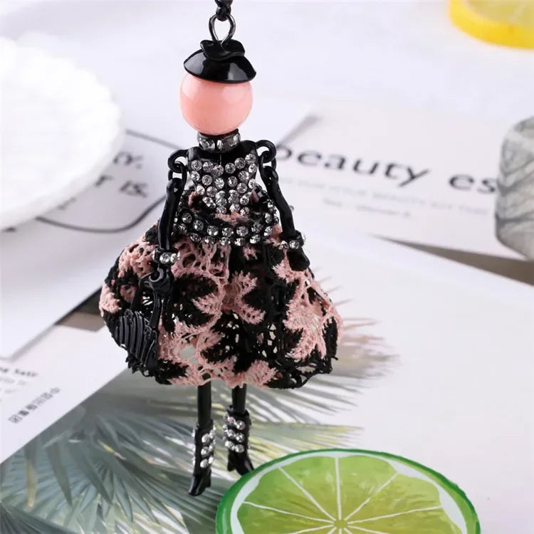 New Women Doll Long Chain Necklace Shining Dress Pendant Handmade Girl Maxi Necklaces & Pendants Brand Hot Fashion Jewelry