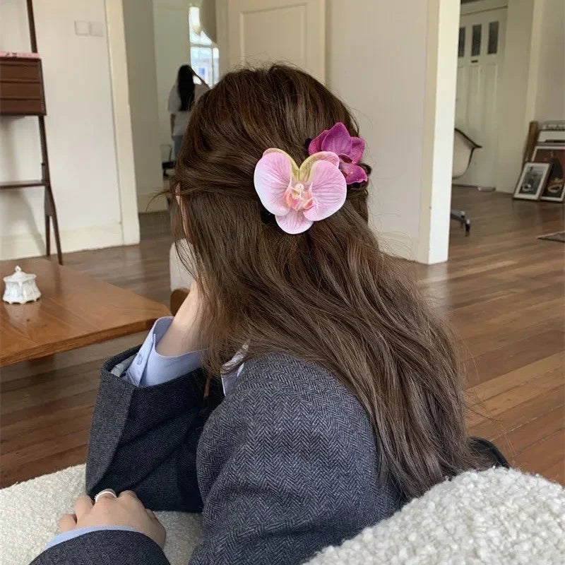 Phalaenopsis Pearl Hair Clip Flower Hairpin Orchid Butterfly Hairs Clip Hair Accessories Hair Styling Tools Bow Flower