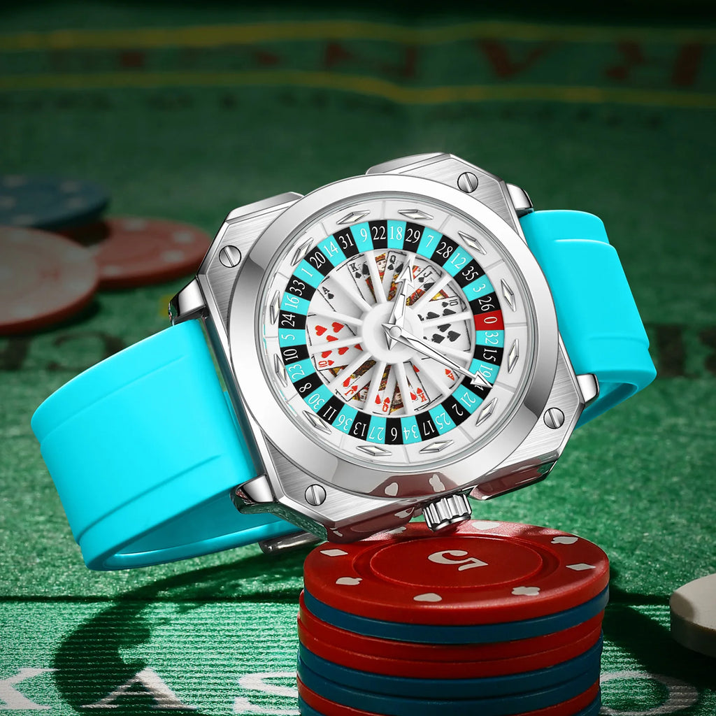 Luxury 360° Rotating Dial Watch – Waterproof Quartz Timepiece with Premium Silicone Strap