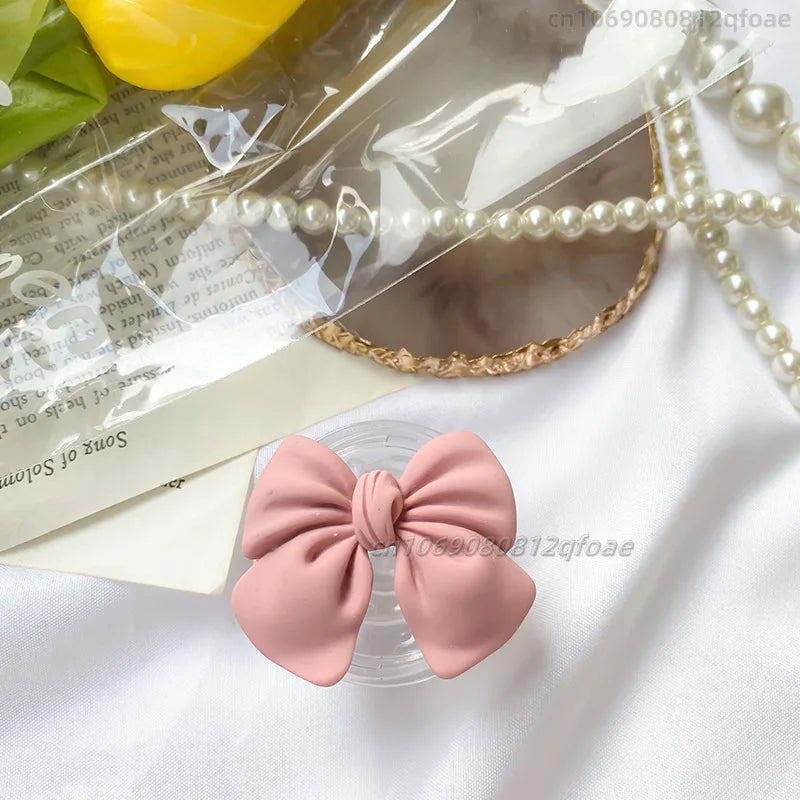 Cute Colorful Bowknot Phone Grip Expandable Desktop Stand Macaron Resin Butterfly Knot Foldable Holder Mobile Accessory