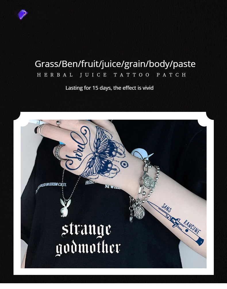 Finger Cochlear Herbal Fruit Juice Tattoo Sticker Waterproof Men Women Lasting Small Love Planet Semi Permanent Temporary Tattoo