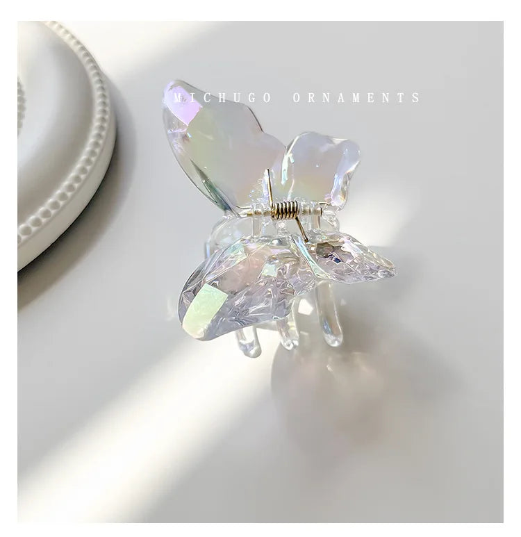 Crystal Butterfly Mermaid Hair Claw Girls Back Head Clamp Clip Transparent Large Hair Clips Hairpins Headdress Hair Accessories