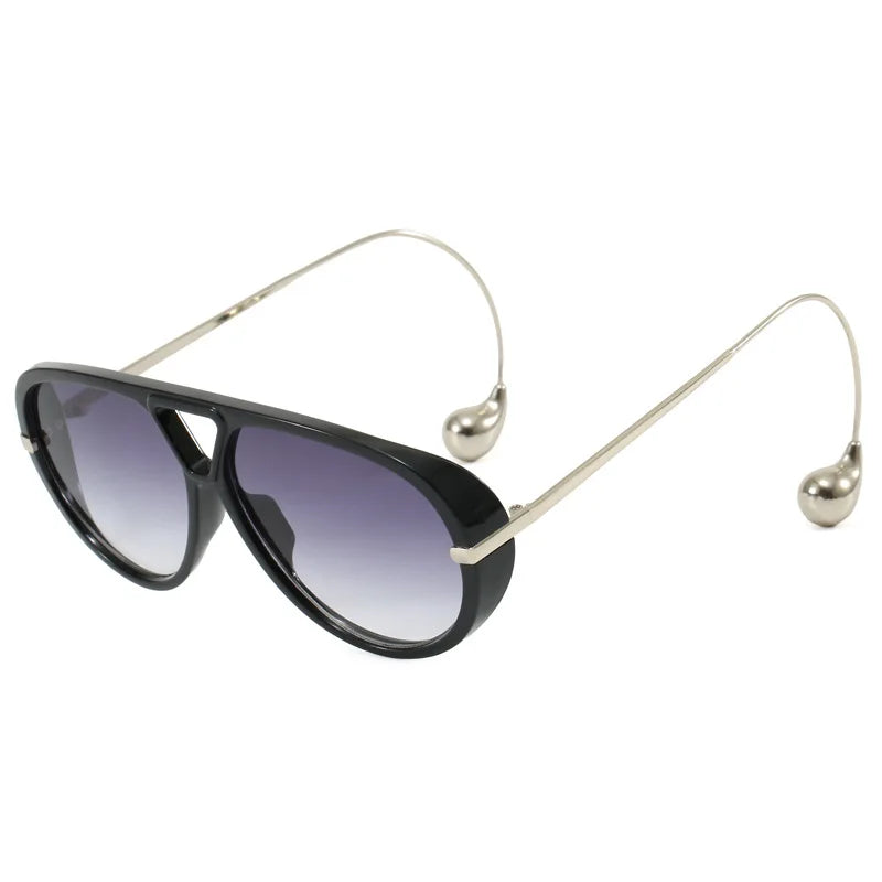 2025 New Oversized Pilot Oval Punk Sunglasses for Women Luxury Vintage Double Beam Sun Glasses Lady Mens Outdoor Eyewear UV400