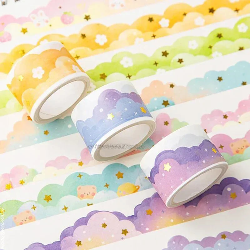 Kawaii Gradient Clouds Washi Tapes DIY Scrapbooking Journal Planner Diary Stickers Cute Masking Tape Korean Stationery Office