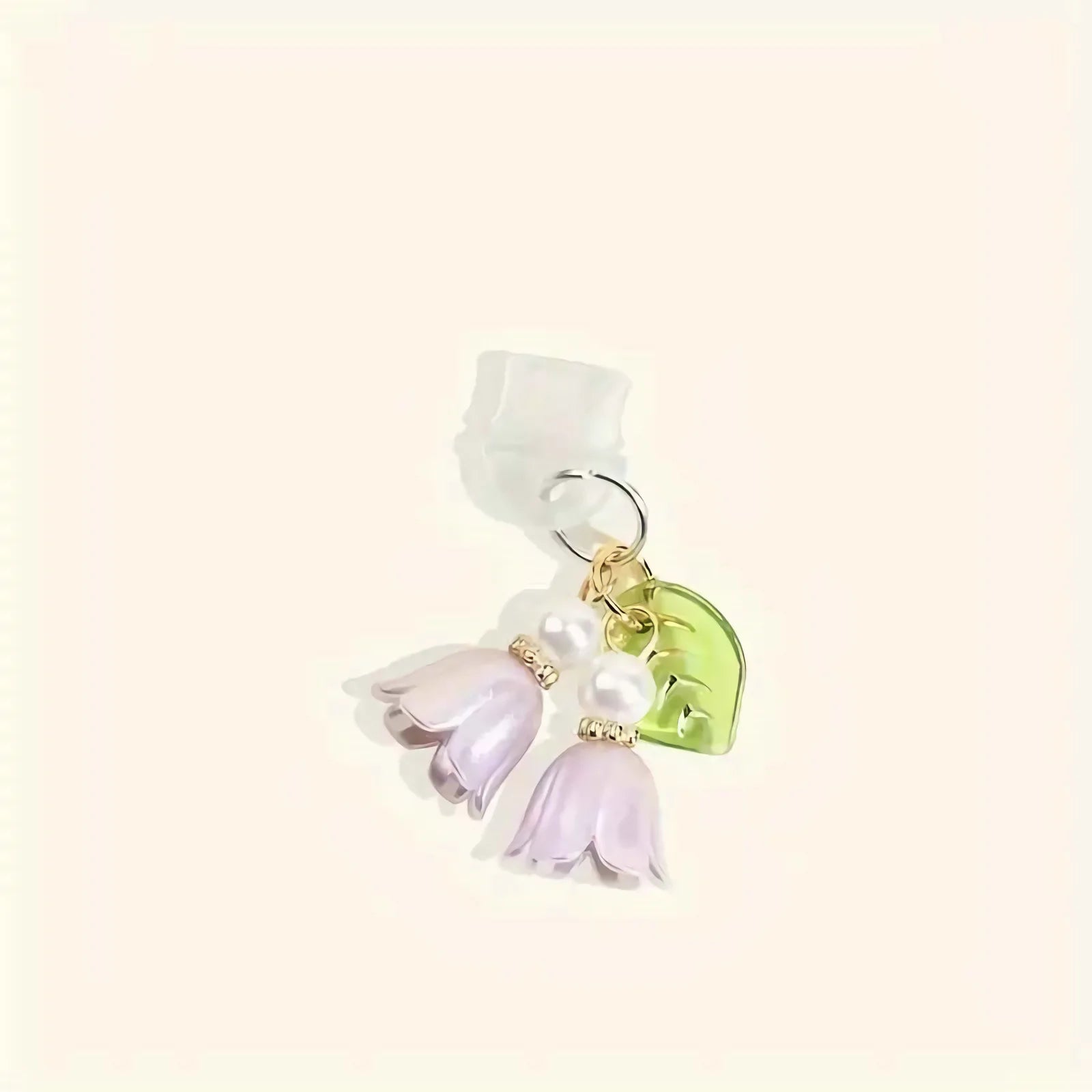 1PC For Phone/Type-C Interface Cute Pink Lily Of The Valley Phone Charm Flower Green Leaf Dust Plug DIY Accessories
