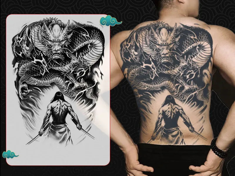 Angel Wings God Tattoo Stickers Realistic Juice Ink Semi Permanent Full Back Body Tattoo Temporary Lasting 2 Weeks Men Adult