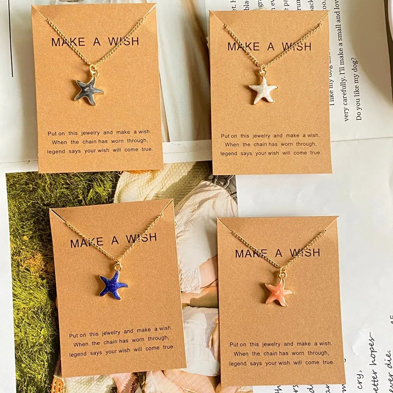Lovely Starfish Necklace for Women Girl White Blue Black Pink Color Fashion Choker Necklace Gift For Friend Wholesale Jewelry
