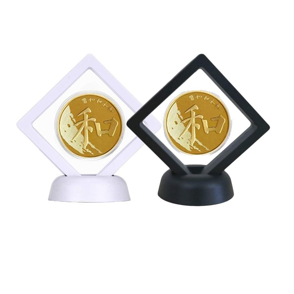 3D Floating Coin Display Frame 7CM Dust-proof Badge Ring PE Film Gemstone Medal Storage Box Small Doll Stamp Earring Jewelry Box