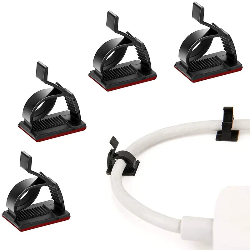 1/5ps Universal Adjustable Multipurpose Self-Adhesive Cable Clips Wire Clamps Cord Holders Desk Cable Management Home Office Car