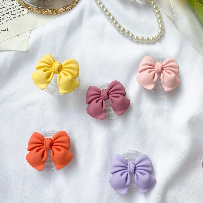 Cute Colorful Bowknot Phone Grip Expandable Desktop Stand Macaron Resin Butterfly Knot Foldable Holder Mobile Accessory