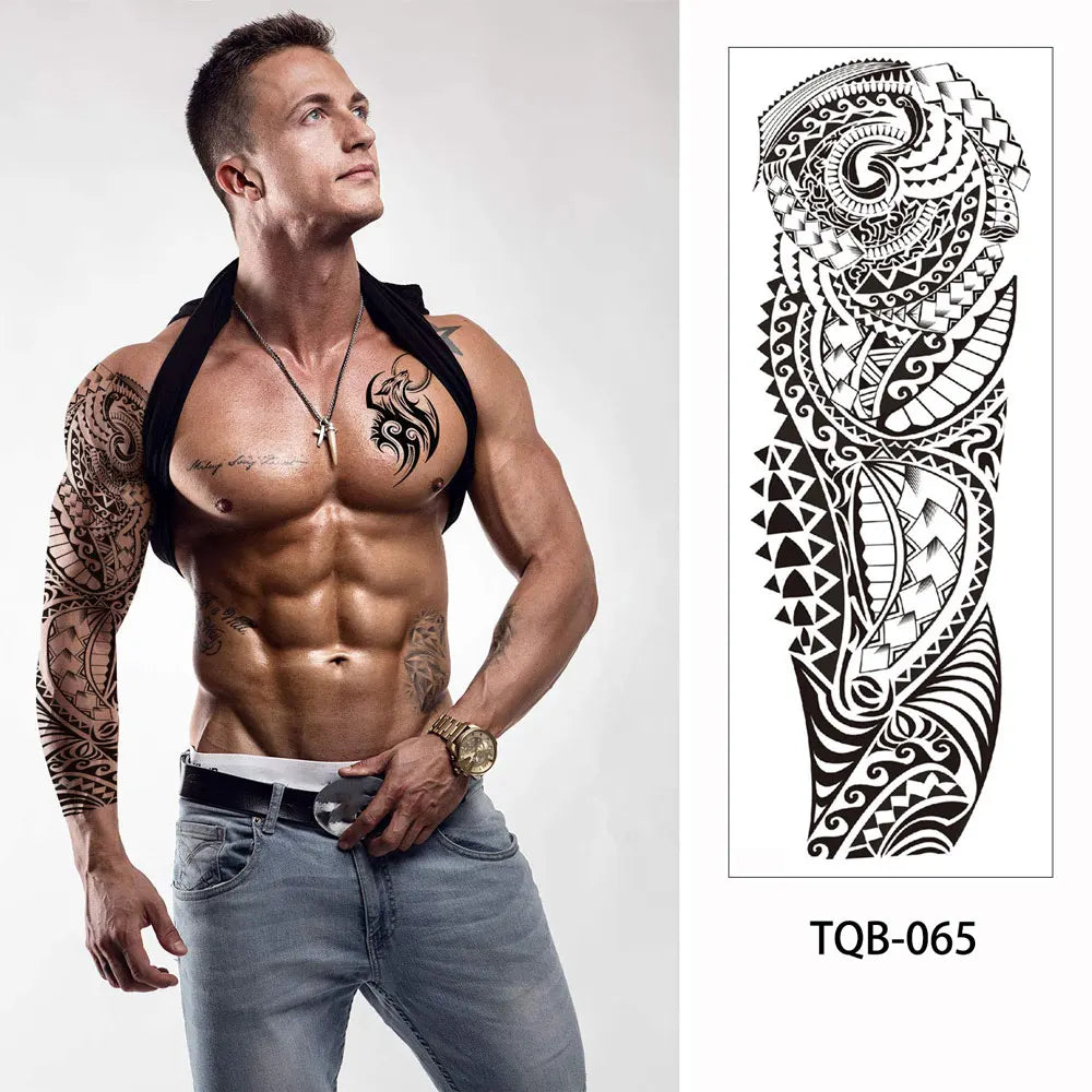 Waterproof Temporary Tattoo Sticker Large Size Tattoo for Men Sleeve Clock Fake Tattoo for Women Girl Full Arm Tattoo Fake