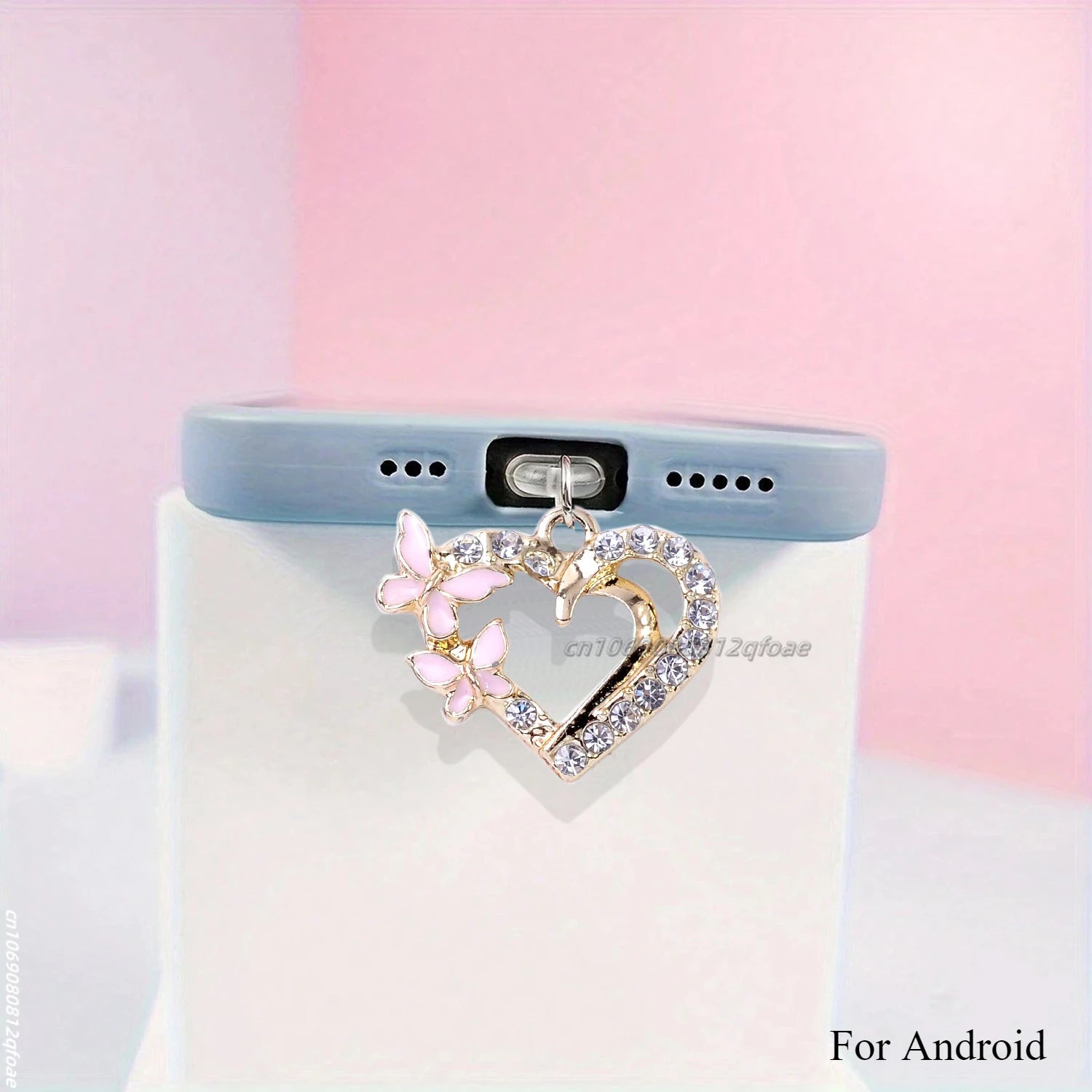Mobile Phone Dust Plug Pendant New Butterfly With Artificial Pearls And Diamonds Accessory Decoration For iPhone Type-c Port