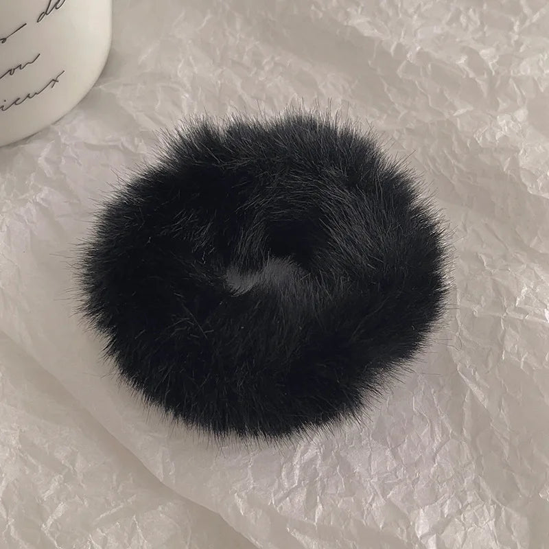 Autumn and Winter Plush Patch Bear Towel Ring Hair Tie Korean Style Hair Accessories Headband Thick High Elastic Hair Rope
