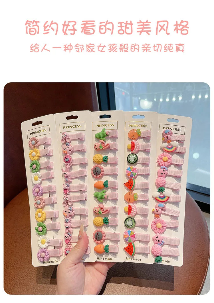 10 PCS Children Hairpin Fruit Hair Clips Baby Side Bangs Clip for Kawaii Girls Headdress Hair Accessories Baby Bows 2023 New