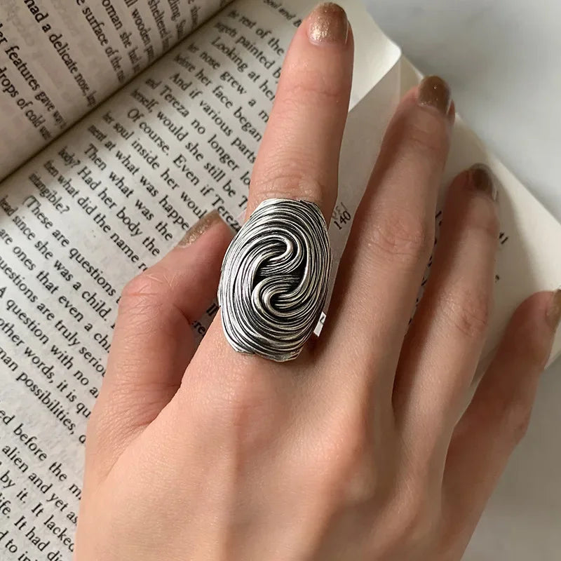 Exaggerate Metal Alloy Pearl Flower Rings for Women Vintage Gold Color Big Flower Open Adjustable Finger Ring Jewelry Anillos