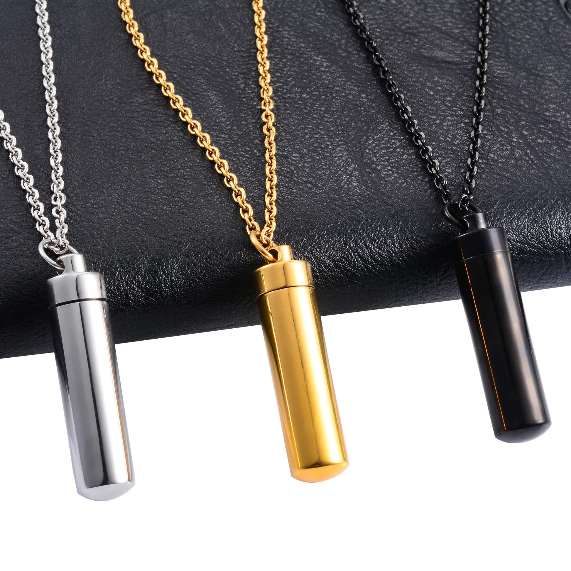 Keepsake Stainless Steel Cylinder Urn Pendant for Pet Ashes Necklace Chain Choker Charms Funeral Cremation Jewelry Accessories