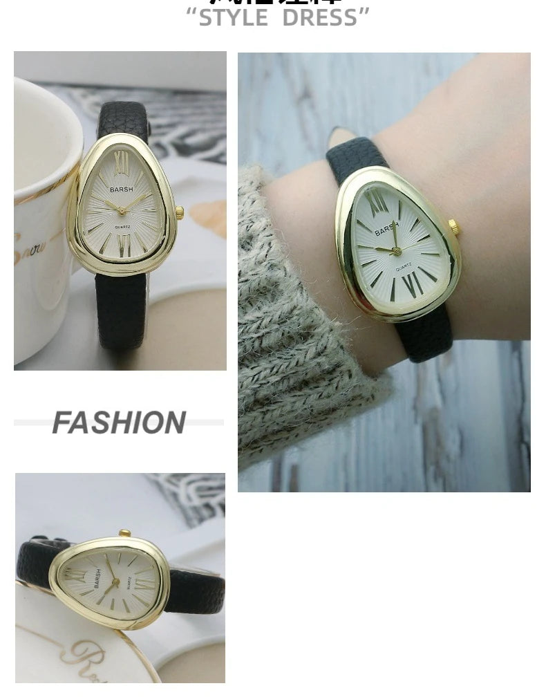 Brand Waterdrop Dial Women Watch Simple Student Fashion Gift Quartz Watches Leather Strap Wristwatches Dropshipping Reloj Mujer