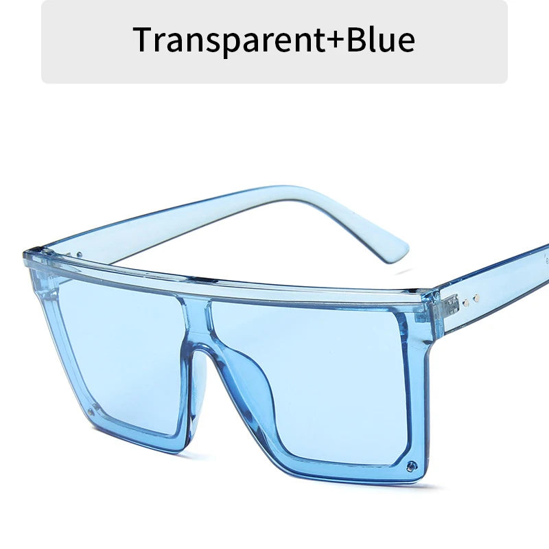 2023 Vintage Male Flat Top Sunglasses Men Brand Black Square Shades UV400 Gradient Sun Glasses For Women Cool One Piece Designer